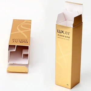 golden color reverse tuck end hairspray packaging boxes