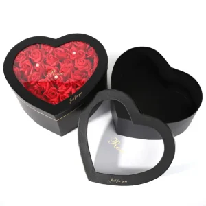 custom logo clear window heart shape flower box