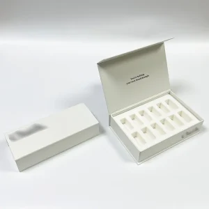 Luxury rigid peptide vial packaging box with cream pantone base color